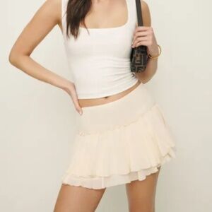Reformation Adina Low Waist Skirt Sugar - Size 6